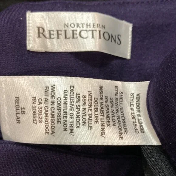 Northern Reflections Purple Basic Comfort Ponte Pant 18​​​​​ - Picture 12 of 12
